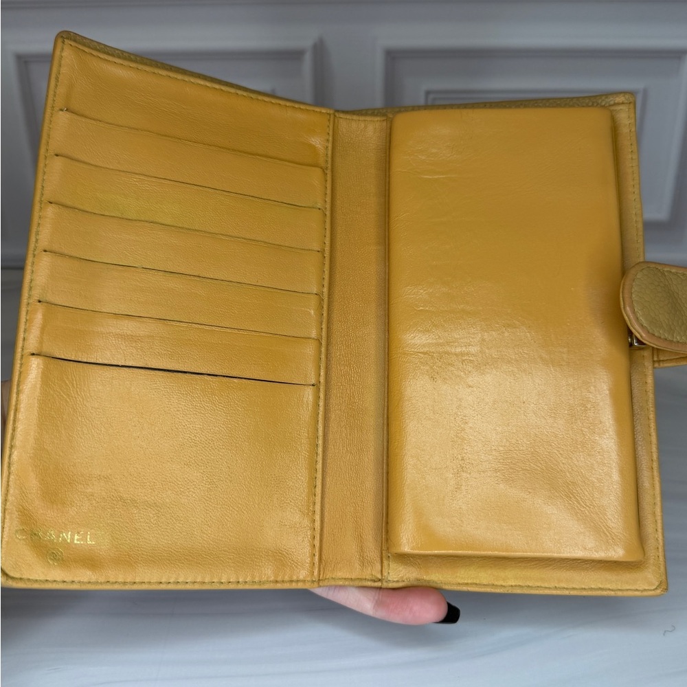 Chanel Mustard Yellow Caviar Leather Long Wallet – CC Logo | Authentic - Picture 8 of 12